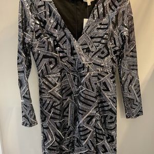 Gianni Bini sequin black silver dress size M